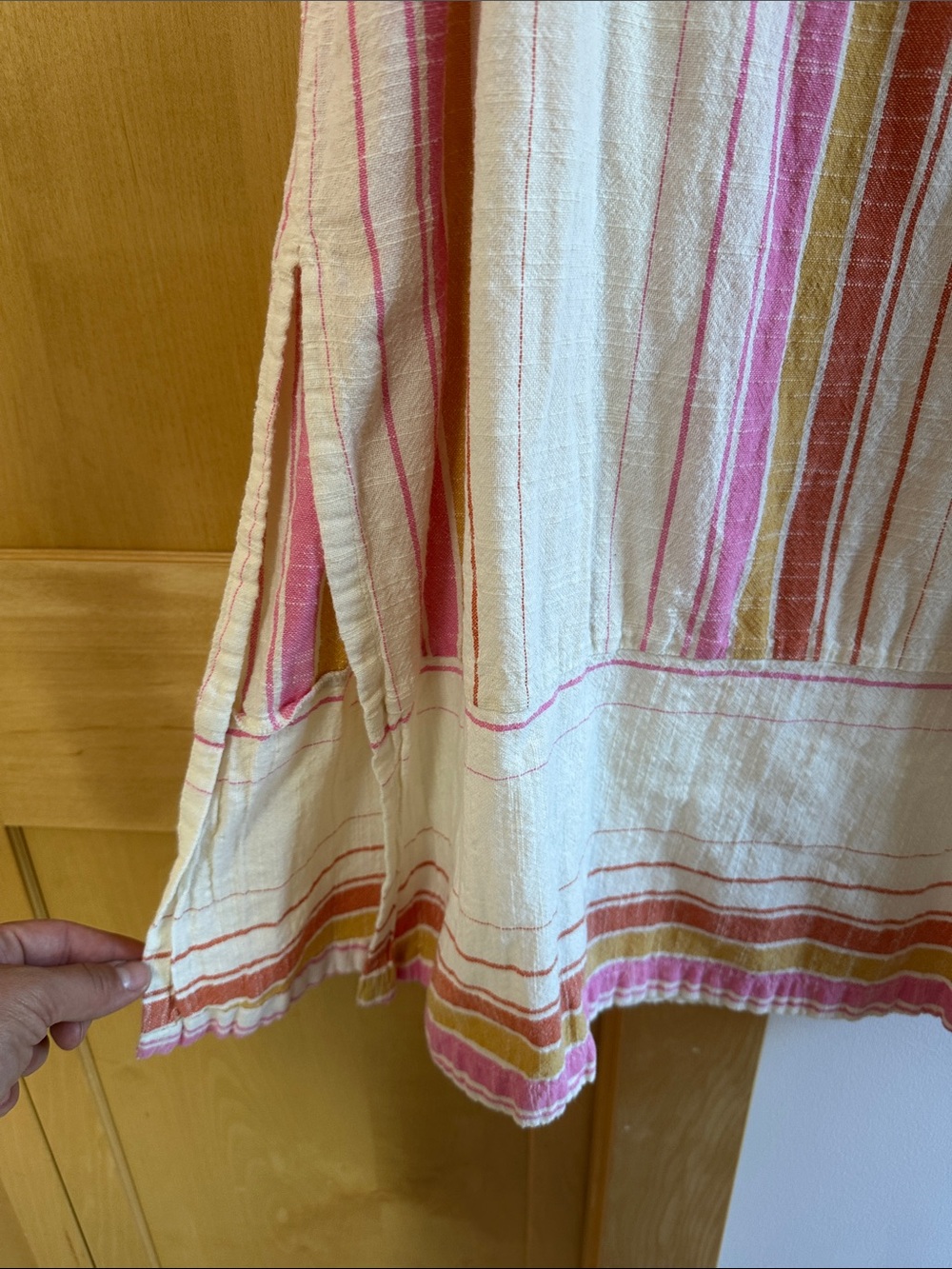 Women’s Ripcurl Striped Cream and Pink Linen Midi Dress - Picture 3 of 7